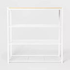 4 Tier Shoe Rack White Metal with Natural Wood - Brightroom™