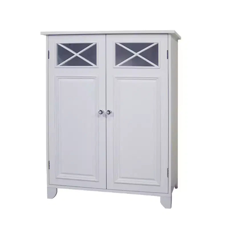 Dawson Two Doors Floor Cabinet White - Elegant Home Fashions: Traditional Style, Semi-Gloss Finish, Bath Organizer