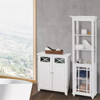 Armadietto a terra a due ante bianco - Stile tradizionale, Finitura semi-lucida, Organizer da bagno