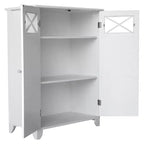 Armadietto a terra a due ante bianco - Stile tradizionale, Finitura semi-lucida, Organizer da bagno