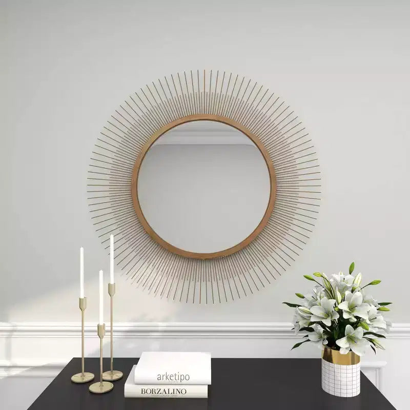 Specchio da parete a stella in metallo da 90 cm oro - Cornice in ferro, nessun assemblaggio, arredamento moderno