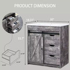 Mobile bagno con lavabo, mobiletto lavabo da bagno in stile rustico largo 76 cm con ante scorrevoli a persiana e cassetti e ripiani regolabili