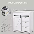 Mobile bagno con lavabo, mobiletto lavabo da bagno in stile rustico largo 76 cm con ante scorrevoli a persiana e cassetti e ripiani regolabili