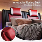 Letto con struttura a LED, letto a piattaforma rivestito in similpelle