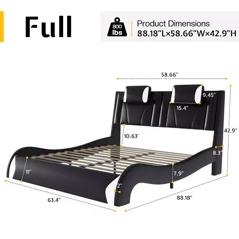 Letto con struttura a LED, letto a piattaforma rivestito in similpelle