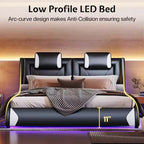 Letto con struttura a LED, letto a piattaforma rivestito in similpelle