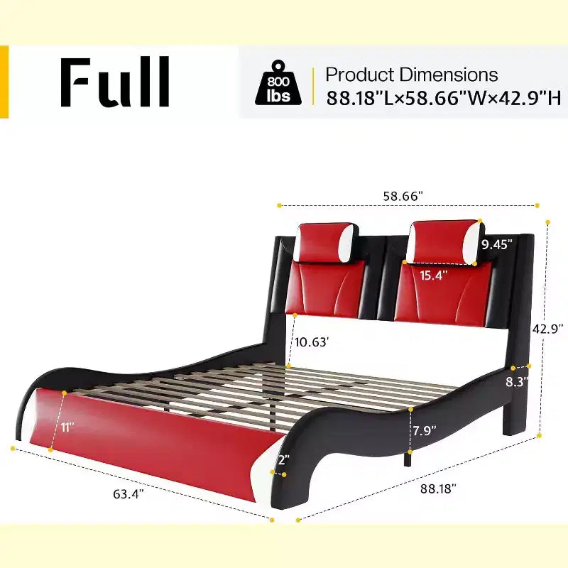 Letto con struttura a LED, letto a piattaforma rivestito in similpelle