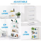 Carrello a 5 ripiani con ruote, organizer da bagno, carrello multiuso, scaffale mobile con ripiani estraibili, nero