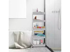 Carrello a 5 ripiani con ruote, organizer da bagno, carrello multiuso, scaffale mobile con ripiani estraibili, nero