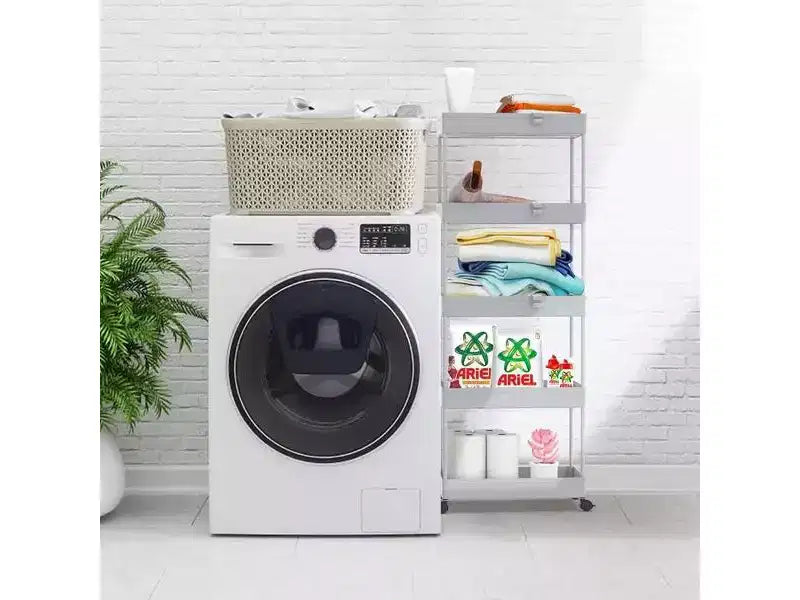 Carrello a 5 ripiani con ruote, organizer da bagno, carrello multiuso, scaffale mobile con ripiani estraibili, nero