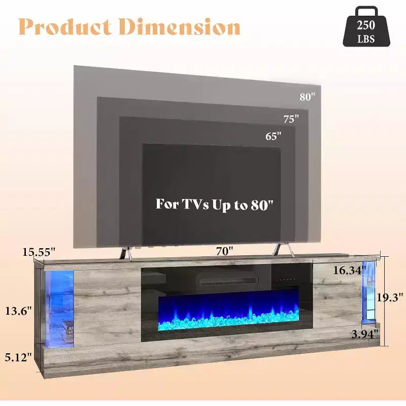 Mobile TV da 70" con luci a LED, ante a ribalta e vetrina angolare