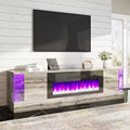 AMERLIFE 70 LED Lights Entertainment Center with Flip Doors & Corner Glass Decor