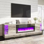 AMERLIFE 70 LED Lights Entertainment Center with Flip Doors & Corner Glass Decor