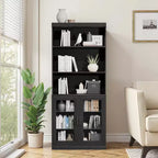 72x31x16 Wood Accent Sideboard Cabinet in Black, Storage Organizer with Adjustable Shelves and Glass Doors for Kitchen Bedroom Living/Dinning Room