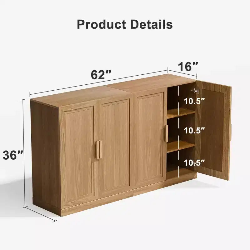 72x31x16 Credenza in legno con ante in vetro, armadietto contenitore nero con ripiani regolabili per cucina, camera da letto, soggiorno/sala da pranzo