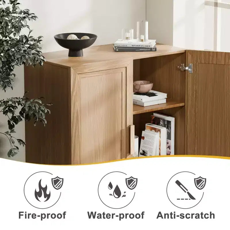 72x31x16 Credenza in legno con ante in vetro, armadietto contenitore nero con ripiani regolabili per cucina, camera da letto, soggiorno/sala da pranzo