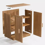 72x31x16 Credenza in legno con ante in vetro, armadietto contenitore nero con ripiani regolabili per cucina, camera da letto, soggiorno/sala da pranzo