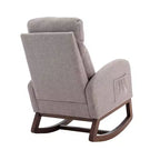 Sedia a dondolo imbottita con gambe in legno e tasca laterale, comoda poltrona lounge per soggiorno, camera da letto