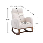 Sedia a dondolo imbottita con gambe in legno e tasca laterale, comoda poltrona lounge per soggiorno, camera da letto