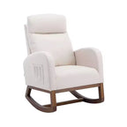 Okak Upholstered Rocking Accent Chair with Wood Legs & Side Pocket,Comfy Lounge Chair for Living Room,Bedroom