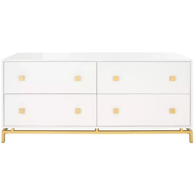 Cassettiera moderna a 4 cassetti - Bianco e oro