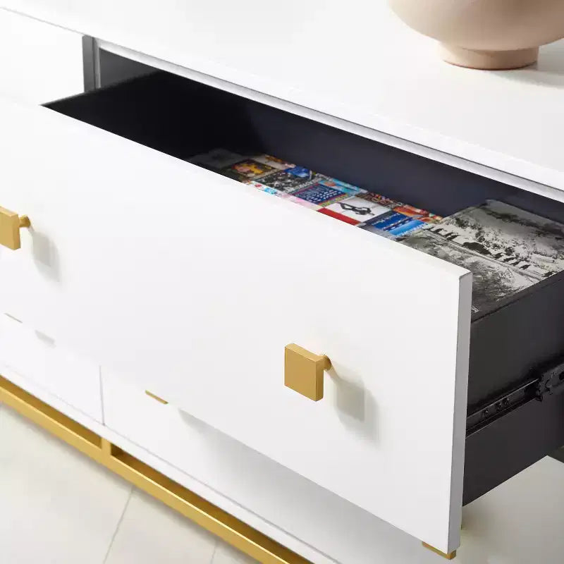 Cassettiera moderna a 4 cassetti - Bianco e oro