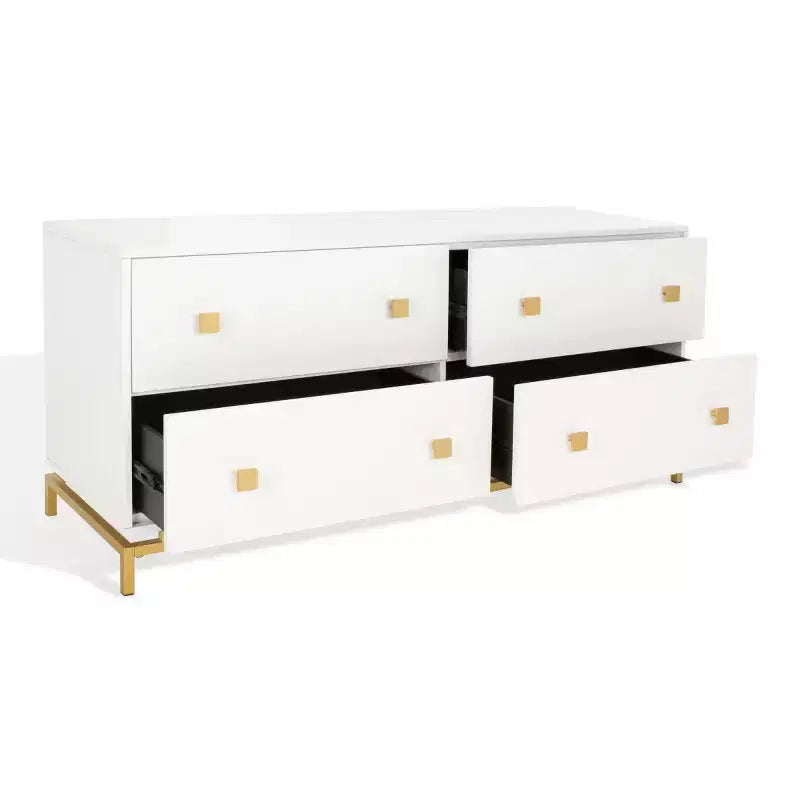 Cassettiera moderna a 4 cassetti - Bianco e oro