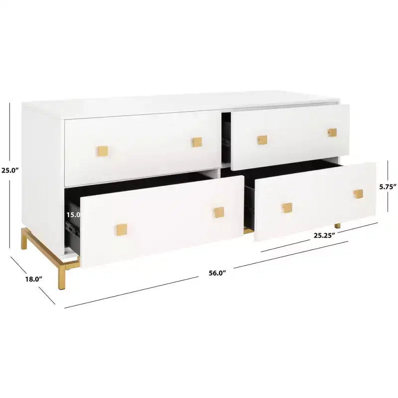 Cassettiera moderna a 4 cassetti - Bianco e oro