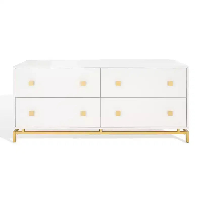 Cassettiera moderna a 4 cassetti - Bianco e oro