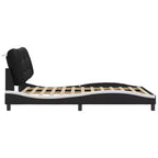 Struttura letto matrimoniale illuminata a LED in bianco/nero - Finitura in similpelle, doghe in compensato, cuscino testiera comfort