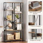 Libreria vintage a 5 ripiani su due livelli da 80 cm, scaffali rustici da fattoria, espositore di grande capacità, struttura in metallo, per camera da letto