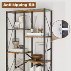 Libreria vintage a 5 ripiani su due livelli da 80 cm, scaffali rustici da fattoria, espositore di grande capacità, struttura in metallo, per camera da letto