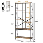 Libreria vintage a 5 ripiani su due livelli da 80 cm, scaffali rustici da fattoria, espositore di grande capacità, struttura in metallo, per camera da letto
