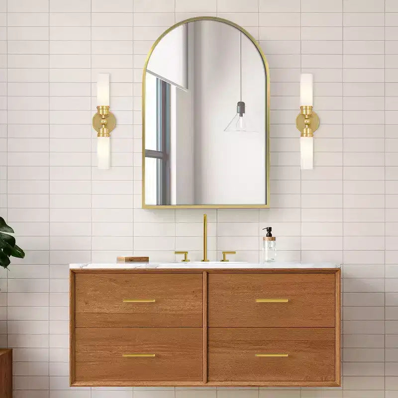 36 x 24 Inch Gold Arched Bathroom Medicine Cabinet With Mirror