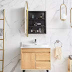 Mobiletto a specchio ad arco dorato per bagno da 36 x 24 pollici