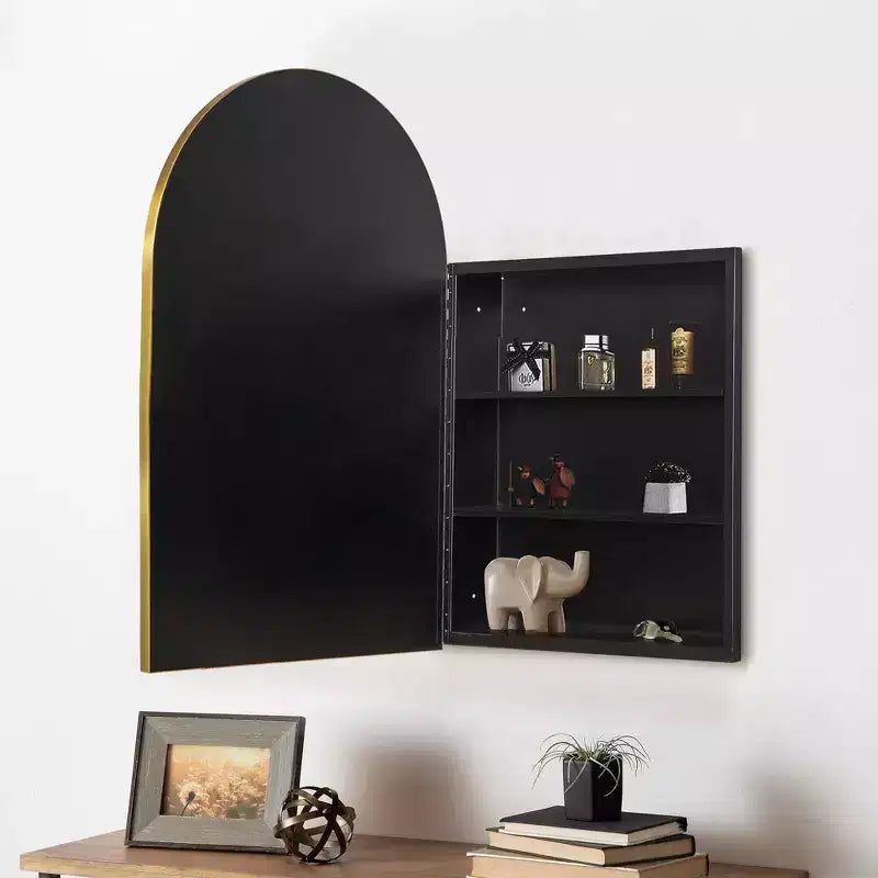 Mobiletto a specchio ad arco dorato per bagno da 36 x 24 pollici