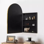 Mobiletto a specchio ad arco dorato per bagno da 36 x 24 pollici