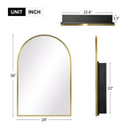 Mobiletto a specchio ad arco dorato per bagno da 36 x 24 pollici