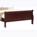 Letto Queen a slitta da 62" in legno massello per ragazzi con testiera/pediera, design a basso profilo sicuro per camerette, ciliegio