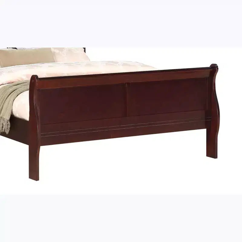 Letto Queen a slitta da 62" in legno massello per ragazzi con testiera/pediera, design a basso profilo sicuro per camerette, ciliegio