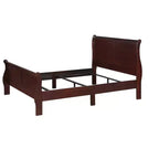 Letto Queen a slitta da 62" in legno massello per ragazzi con testiera/pediera, design a basso profilo sicuro per camerette, ciliegio