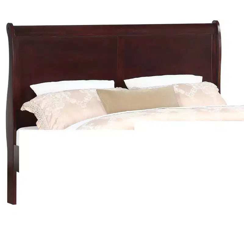 Letto Queen a slitta da 62" in legno massello per ragazzi con testiera/pediera, design a basso profilo sicuro per camerette, ciliegio