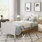 Bed Frame Twin Platform Bed with Wood Slat Support and Headboard and Footboard White