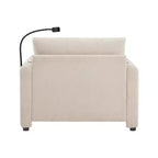 Divano Singolo Oversize in ciniglia e Chaise Longue con Pouf Contenitore, Supporto Telefono Regolabile, Porte di Ricarica, Tasche Laterali