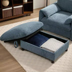 Divano Singolo Oversize in ciniglia e Chaise Longue con Pouf Contenitore, Supporto Telefono Regolabile, Porte di Ricarica, Tasche Laterali