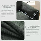Divano Singolo Oversize in ciniglia e Chaise Longue con Pouf Contenitore, Supporto Telefono Regolabile, Porte di Ricarica, Tasche Laterali