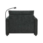 Divano Singolo Oversize in ciniglia e Chaise Longue con Pouf Contenitore, Supporto Telefono Regolabile, Porte di Ricarica, Tasche Laterali