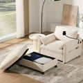 Whisen Oversized Chenille Single Sofa & Chaise Lounge with Storage Ottoman, Adjustable Phone Holder, Charging Ports, Side Pockets