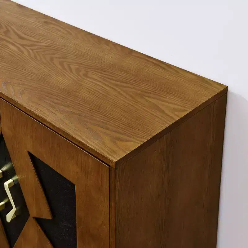 Credenza moderna con vani, mobile buffet scanalato con motivo geometrico e ripiani regolabili per ingresso/cucina/sala da pranzo