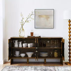 Credenza moderna con vani, mobile buffet scanalato con motivo geometrico e ripiani regolabili per ingresso/cucina/sala da pranzo